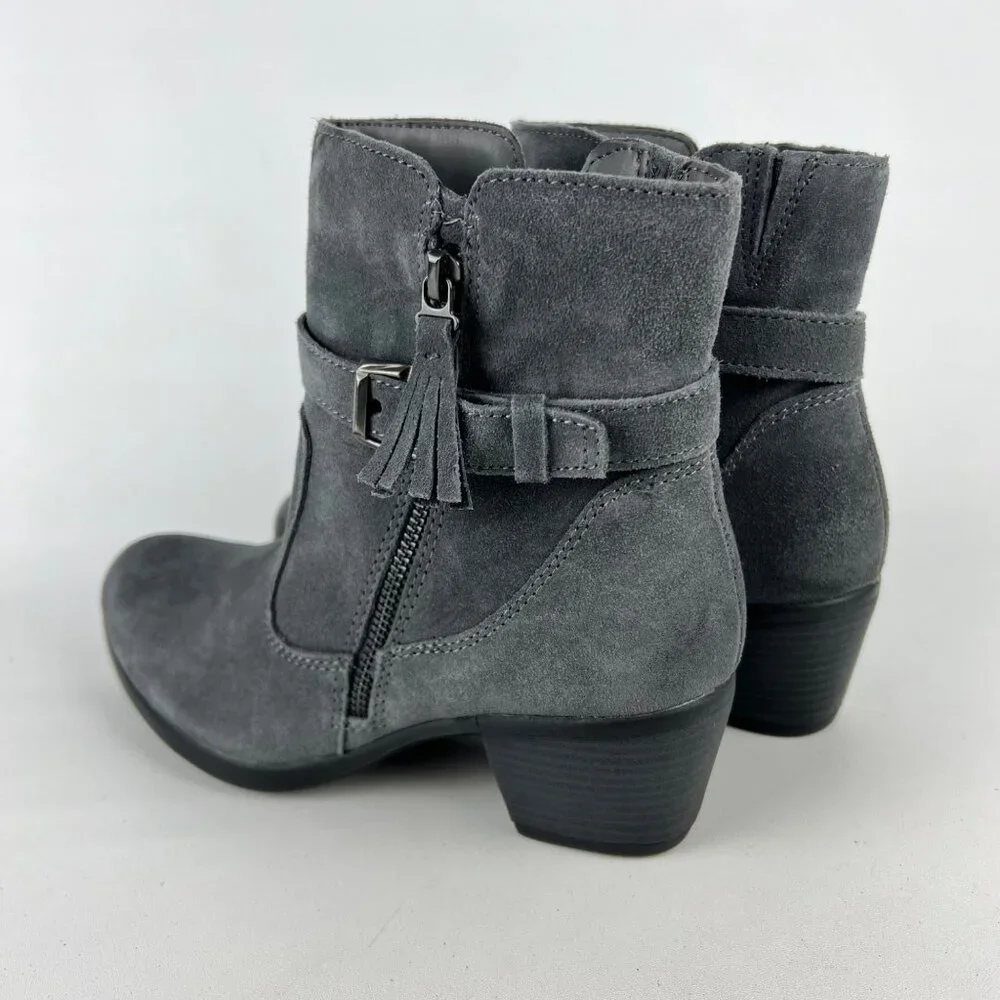 Earth Origins Womens Tori Gray Suede Ankle Booties Water Repellent size 9.5
